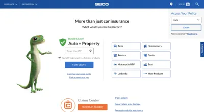 Веб-сайт GEICO 2020 - геккон