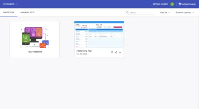 Indigo.Design-Dashboard mit Prototypen und Usability-Tests