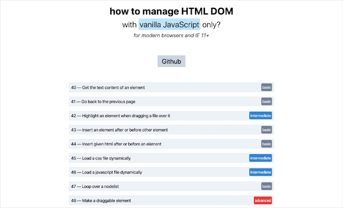 Cómo administrar HTML DOM solo con JavaScript estándar