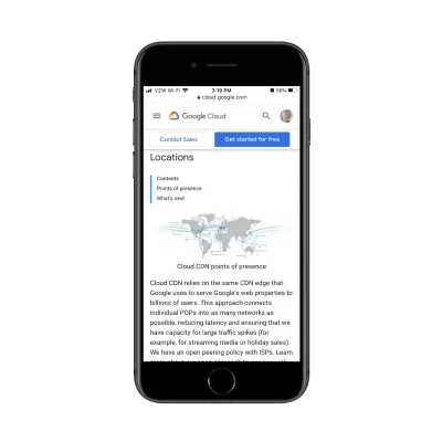 Lokalizacje PoP w Google Cloud CDN
