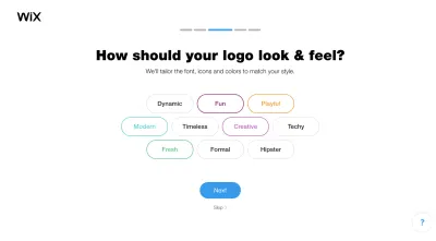 Анкета Wix Logo Maker - стиль логотипа
