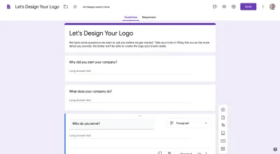 Анкета клиента с логотипом Google Forms