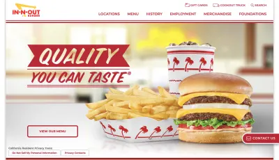 Fotos e transições do site In-N-Out Burger