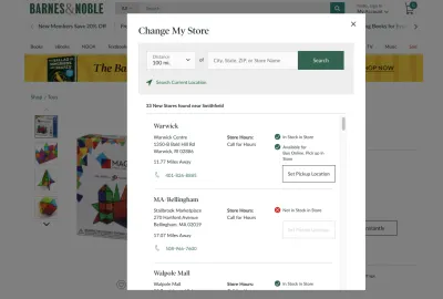 Barnes & Noble 'Change My Store' - выбор местоположения