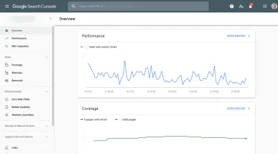 Google Search Console 概览 - 性能和覆盖率统计信息