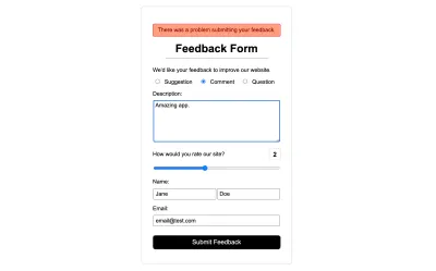 Eroare la formularul de feedback