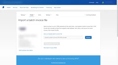 Importatorul de facturi în vrac PayPal oferă un singur paragraf cu instrucțiuni despre cum să utilizați importatorul