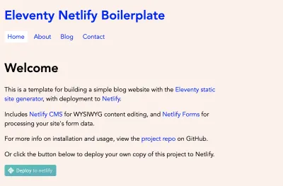 Eleventy Netlify Boilerplate fără personalizări