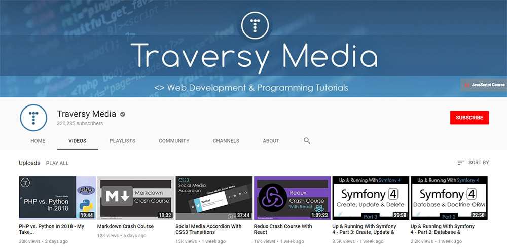 Traversy Media YouTube