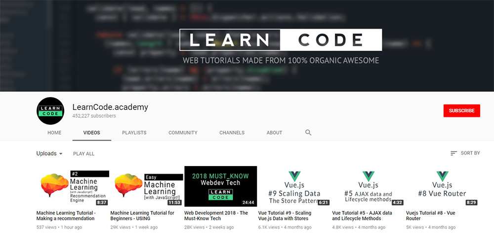 LearnCode 아카데미 YouTube