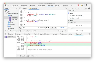 Nu este nevoie să urmăriți modificările dvs.: Devtools o face pentru dvs., cu panoul „Modificări”.