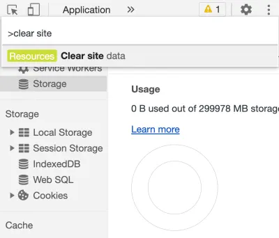“Clear site data” option
