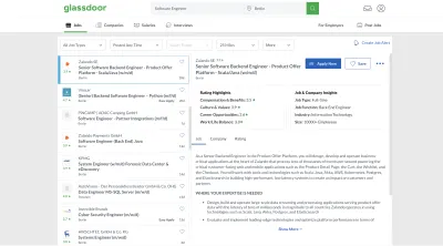Captură de ecran Glassdoor