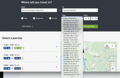 Datumsauswahl für Reisewebsite