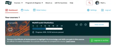 Rediseño de edX: perfil de usuario con barra de progreso