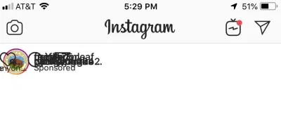 Application Instagram avec des publications qui se chevauchent, y compris sponsorisées