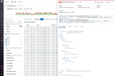 Vizualizarea jurnalului de solicitare Next.js în Datadog