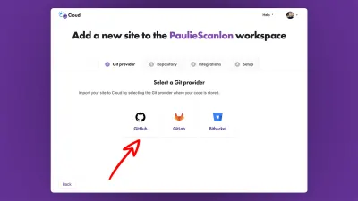 Gatsby Cloud Git 공급자 선택 스크린샷
