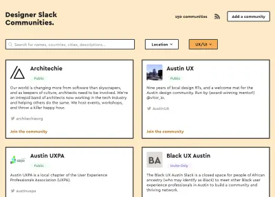 Comunidades Slack de diseñador
