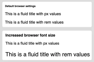 Pixelwerte passen sich nicht an die Schriftgrößeneinstellungen des Browsers an, aber rem- und em-Werte passen sich an.