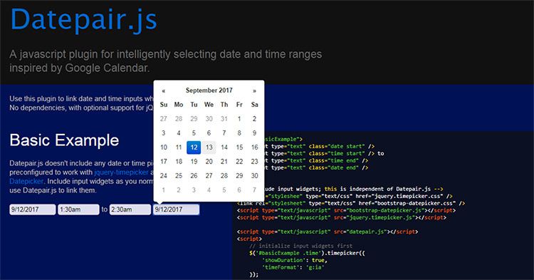 complemento js rango de fechas