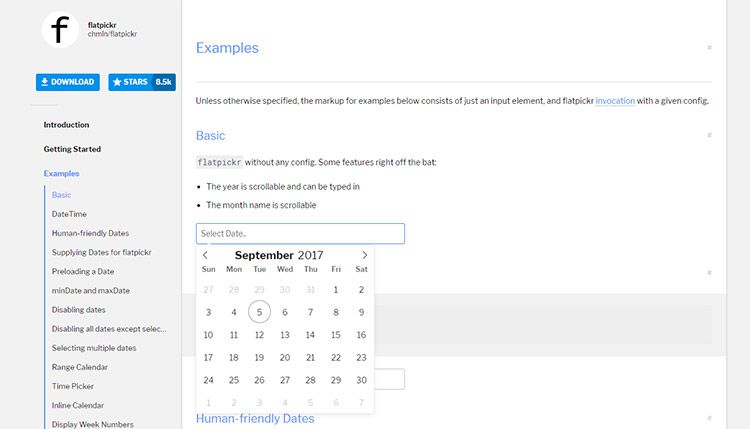 flatpickr 插件