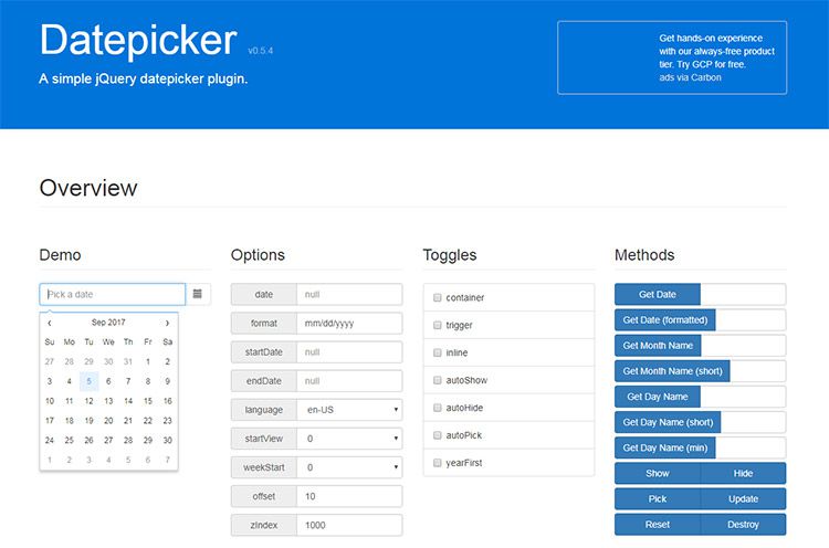 darmowa wtyczka jquery datepicker