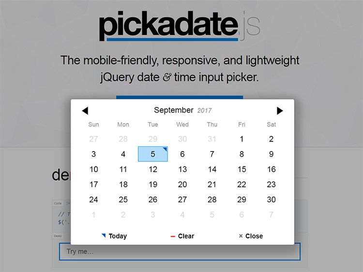 plugin pickadate js