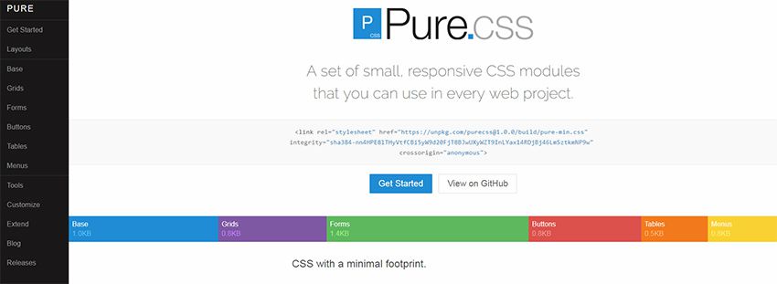 เฟรมเวิร์ก css บริสุทธิ์