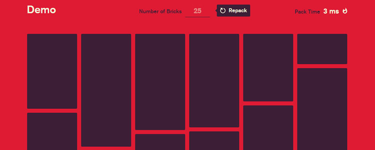 مولد تخطيط البناء السريع Bricks.js لعناصر العرض الثابت