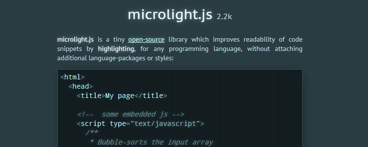 Microlight.js 代碼高亮庫提高了可讀性