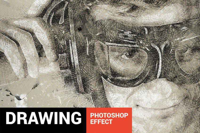 Potret Sketsa Menggambar Aksi Photoshop