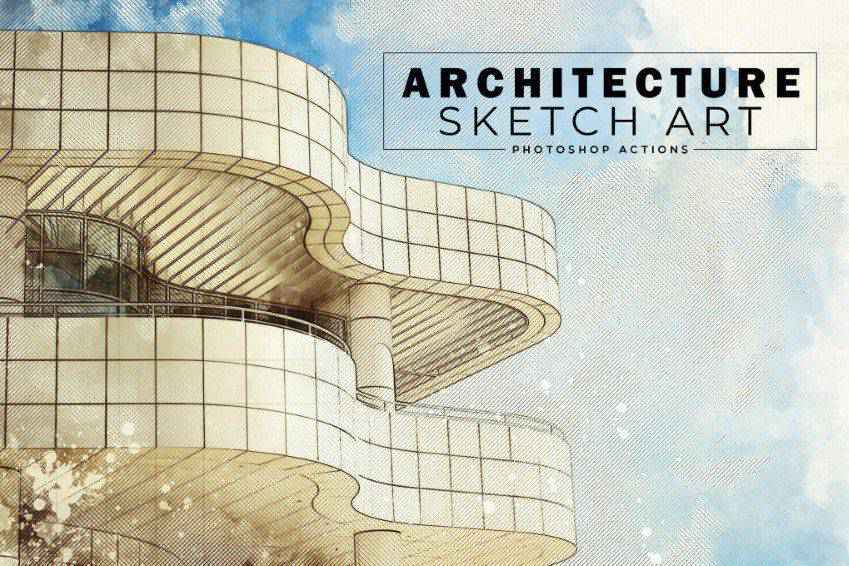 Arquitectura Sketch Art Acciones de Photoshop