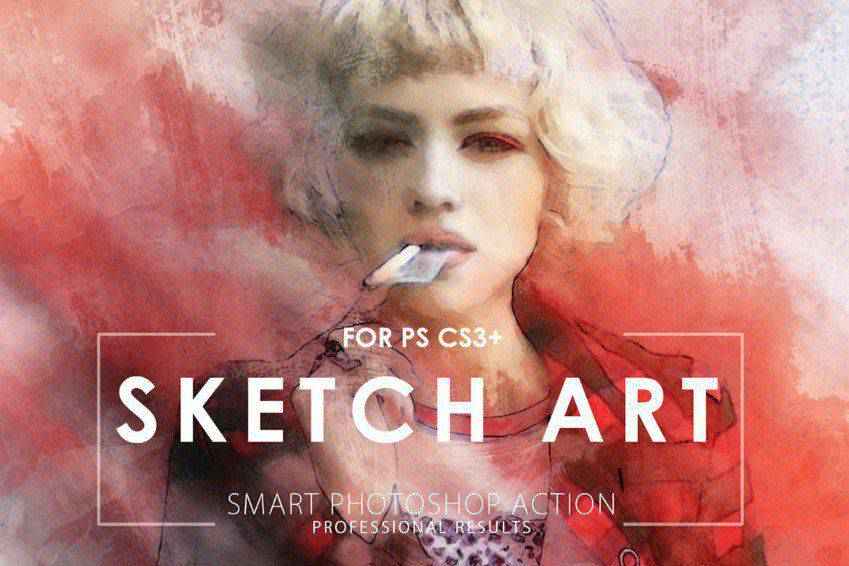 Ação inteligente do Photoshop Sketch Art