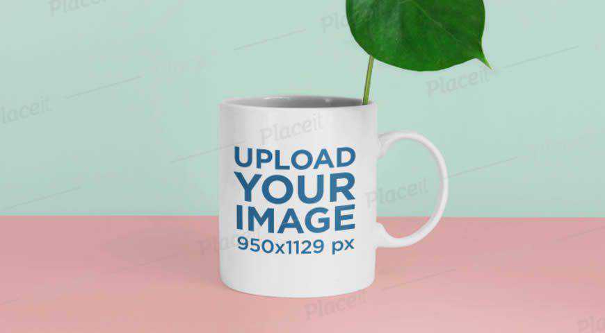 Mug Kopi dan Templat Mockup PSD Photoshop Tanaman