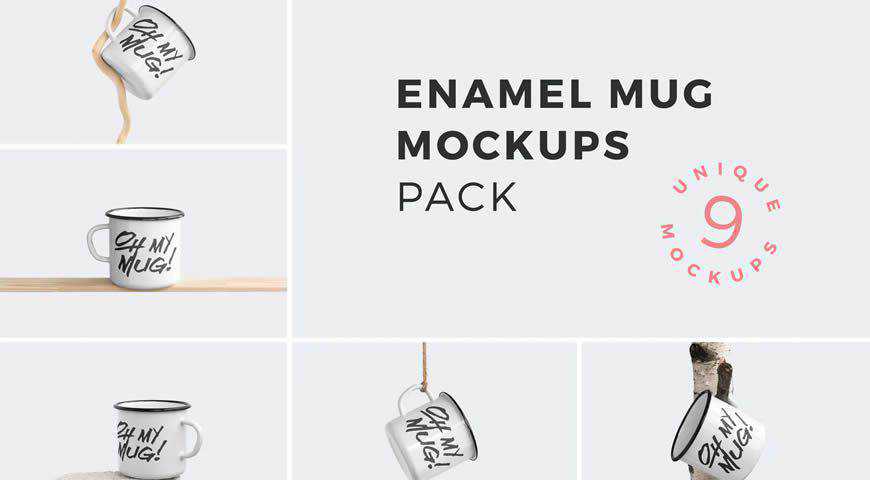 Templat Mockup PSD Mug Enamel Photoshop