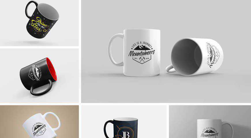 Modello di mockup PSD di Photoshop per tazza