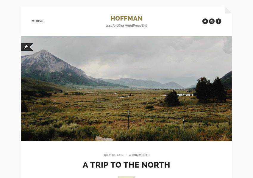 Hoffman Minimal tema wordpress gratuito wp blog pessoal responsivo blogger blogging