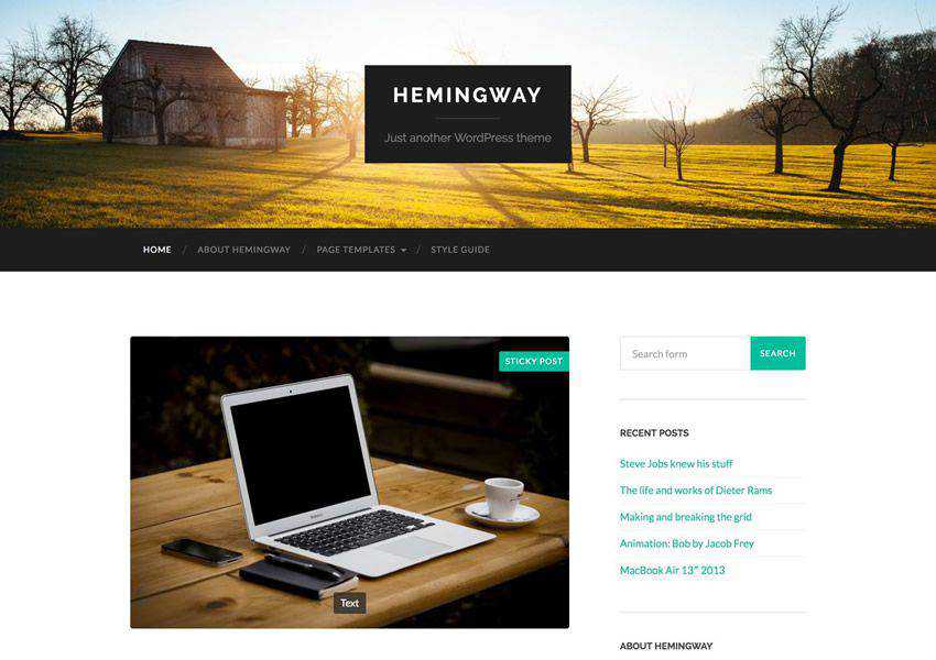 Hemingway tema wordpress gratuito a due colonne wp blog personale reattivo blog blogger blogging