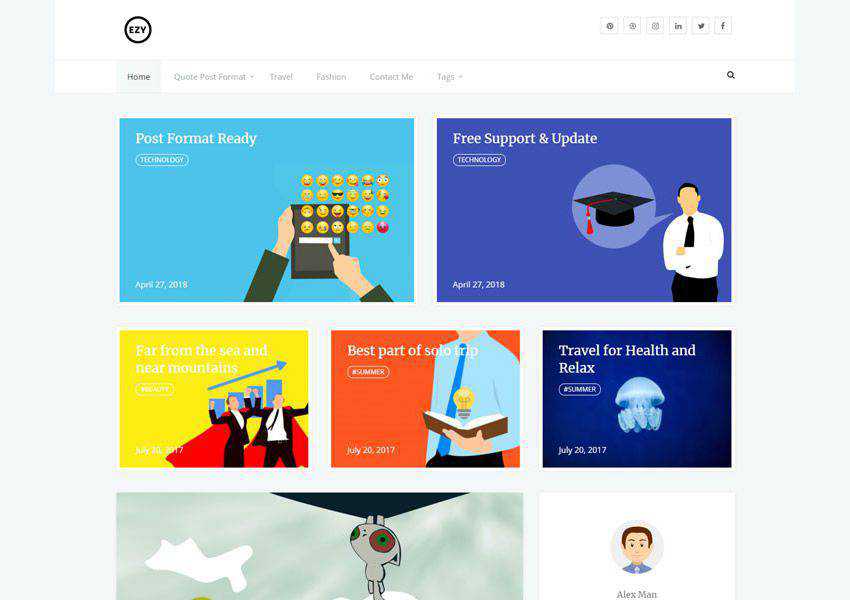 ezy free wordpress theme wp reaktionsschneller persönlicher blog blogger bloggen