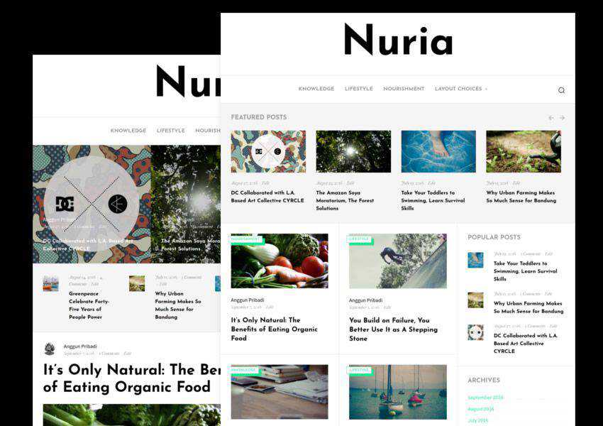 Nuria tema wordpress gratuito wp blog personale reattivo blogger blogging