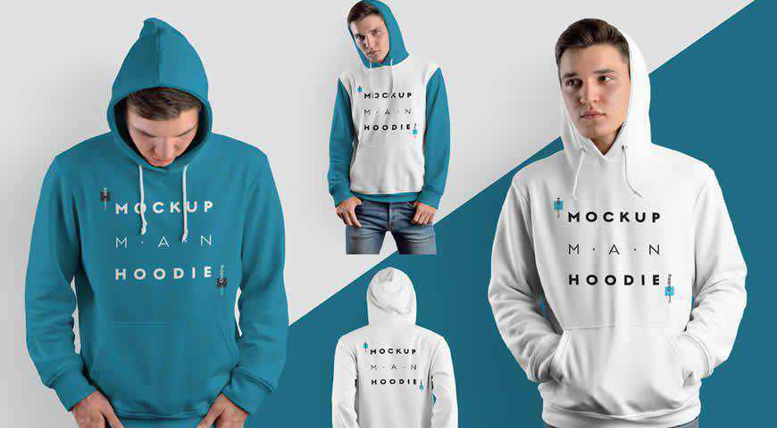 เทมเพลต Photoshop PSD Mockup เสื้อสเวตเตอร์มีฮู้ด