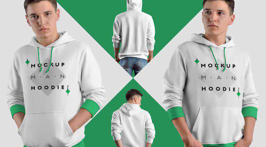 Hoodie mit aufgerolltem Ärmel Photoshop PSD Mockup-Vorlage