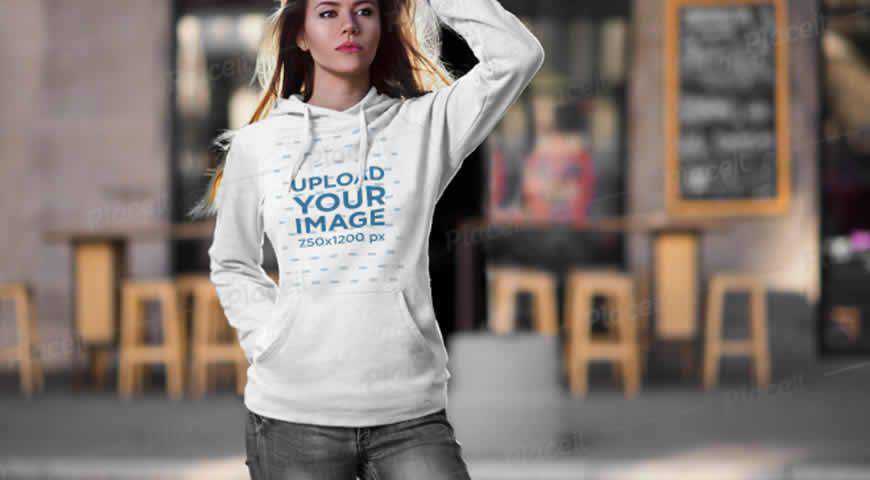 Modello di mockup di Photoshop PSD con cappuccio pullover