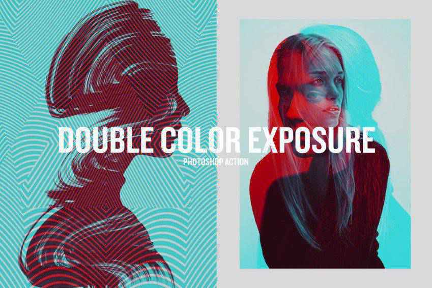 Bella azione di Photoshop con doppia esposizione a colori