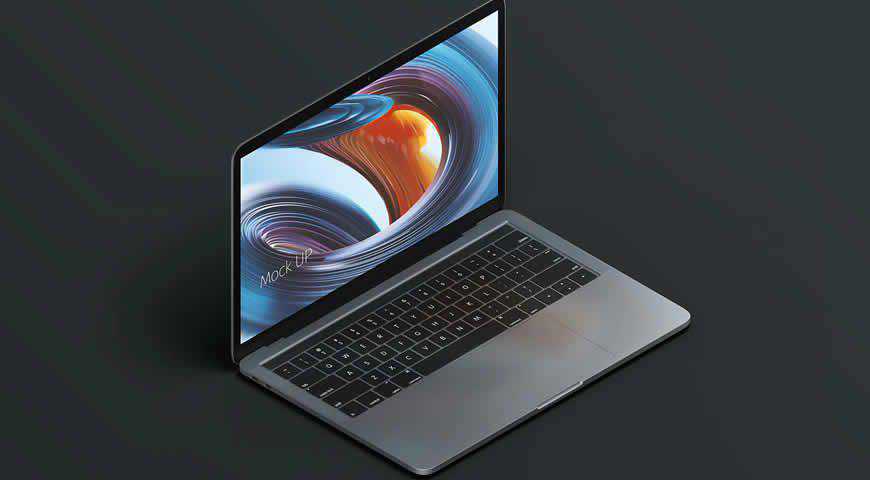 Modelo de maquete do Macbook PRO Isométrico Creative Photoshop PSD