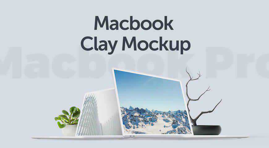 Șablon Macbook Clay Photoshop PSD Mockup