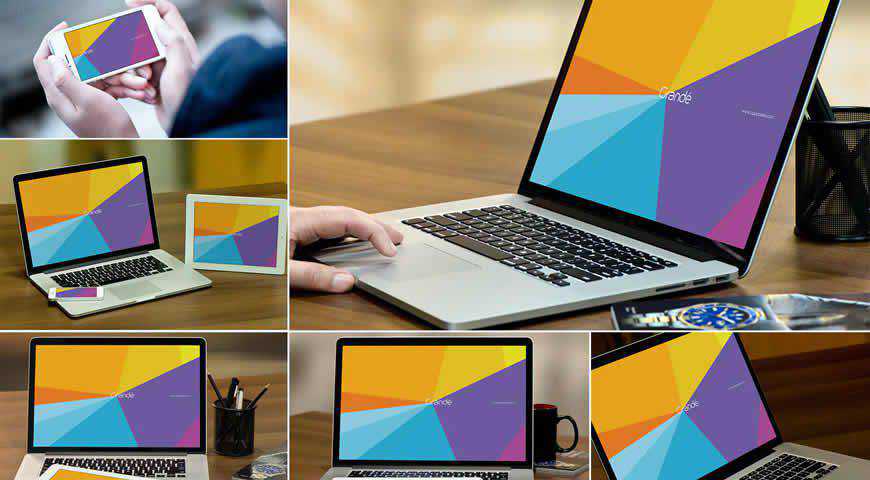 Modello di mockup PSD di Photoshop per MacBook