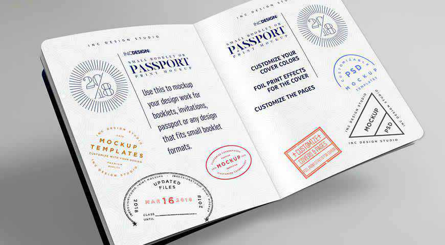 Livret de passeport photoréaliste Photoshop Modèle de maquette PSD