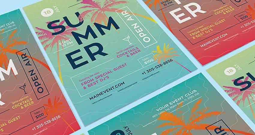 Sommer-Open-Air-Konzert-Flyer-Vorlage AI Illustrator EPS